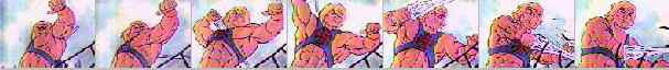 (Series of stills: a He-Man rotoscope sequence.)