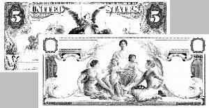 (Revised $5
obverse design and incomplete revised $2 obverse design, both marked
'Series of 1897')